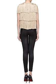 Gold Sleeveless Fringe Jacket