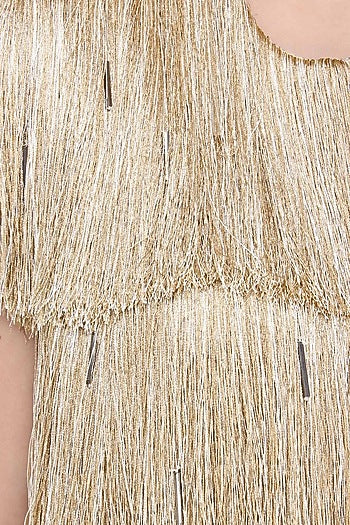 Gold Sleeveless Fringe Jacket