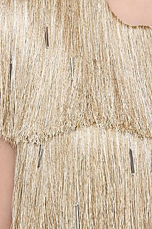 Gold Sleeveless Fringe Jacket