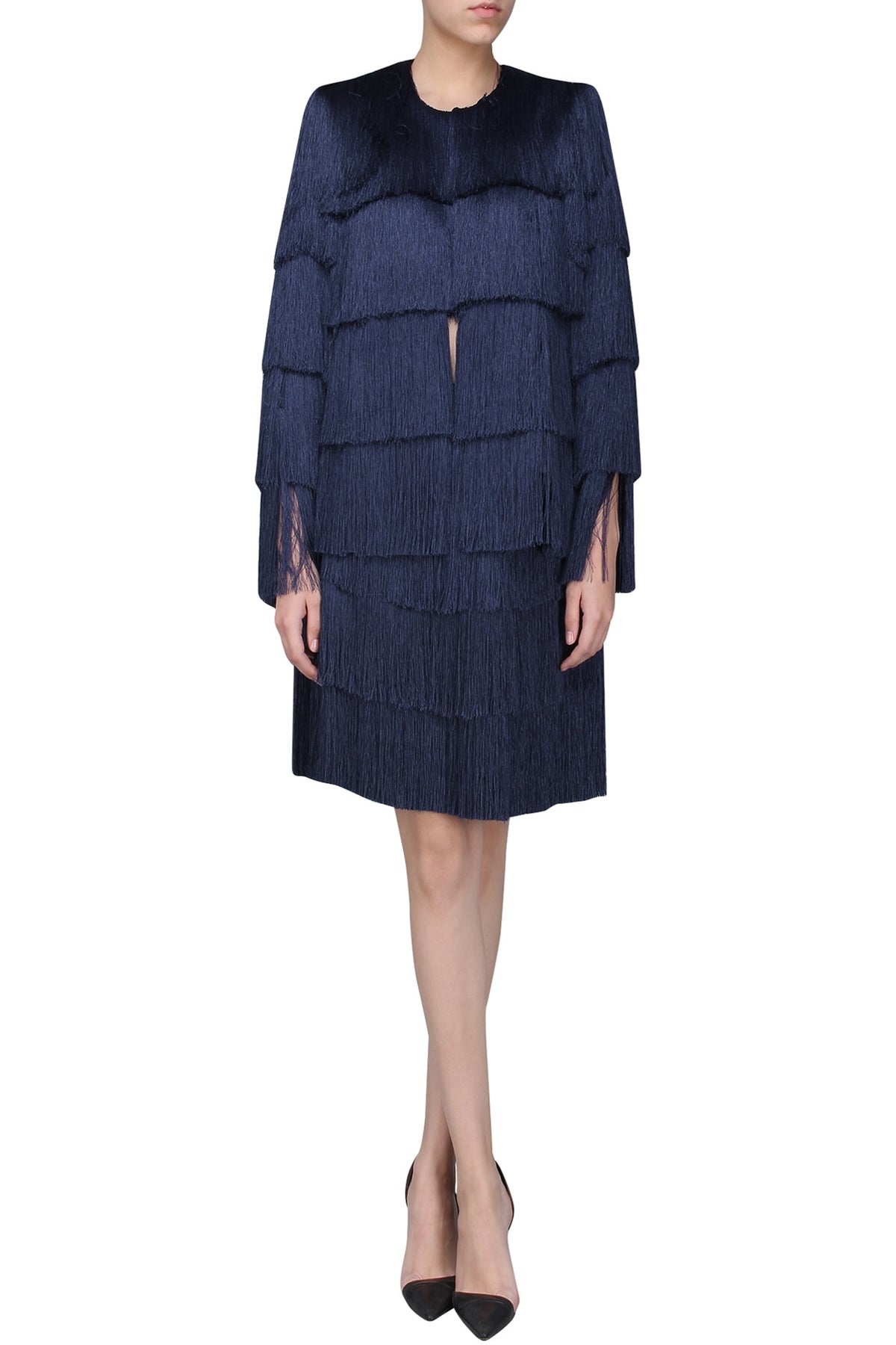 Navy Blue Layered Fringe Jacket