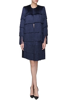 Navy Blue Layered Fringe Jacket