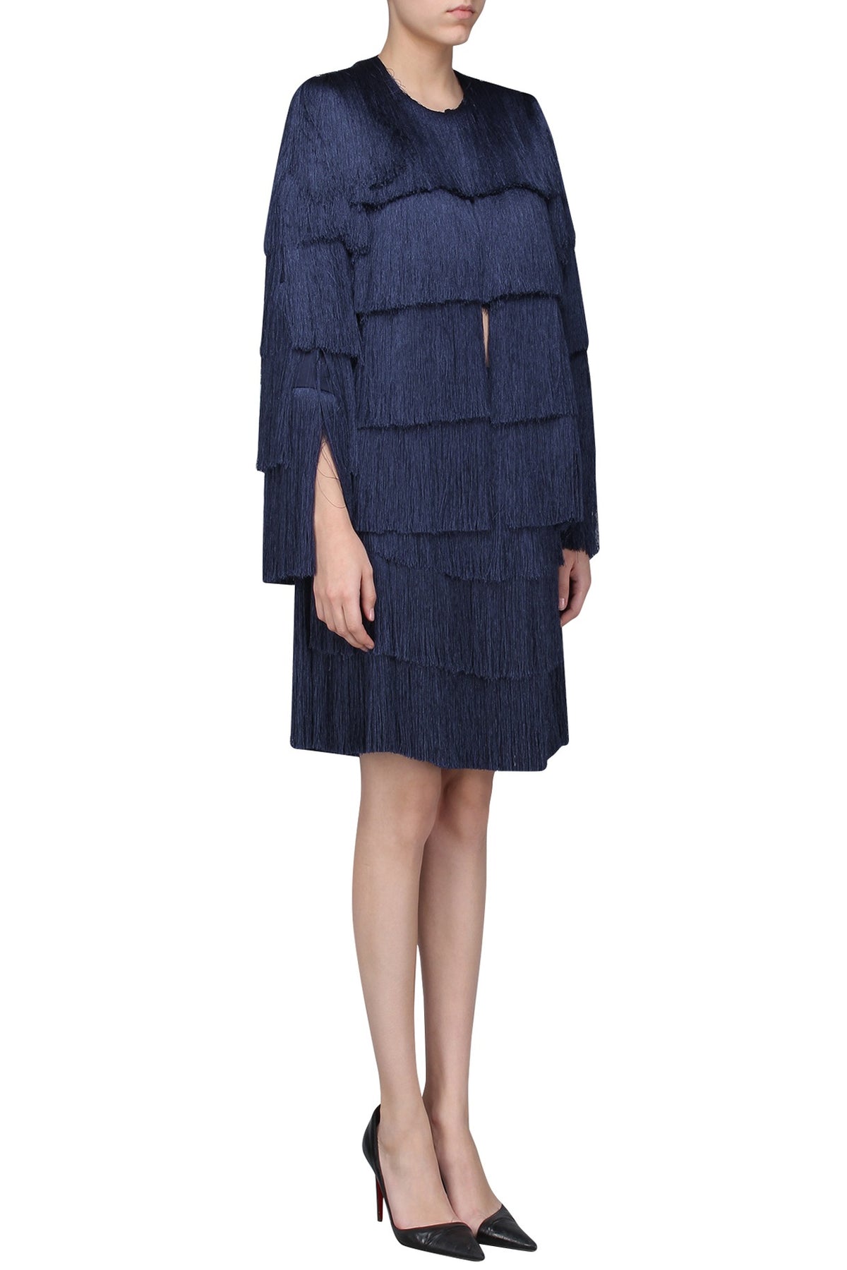 Navy Blue Layered Fringe Jacket