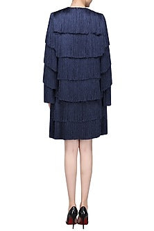Navy Blue Layered Fringe Jacket