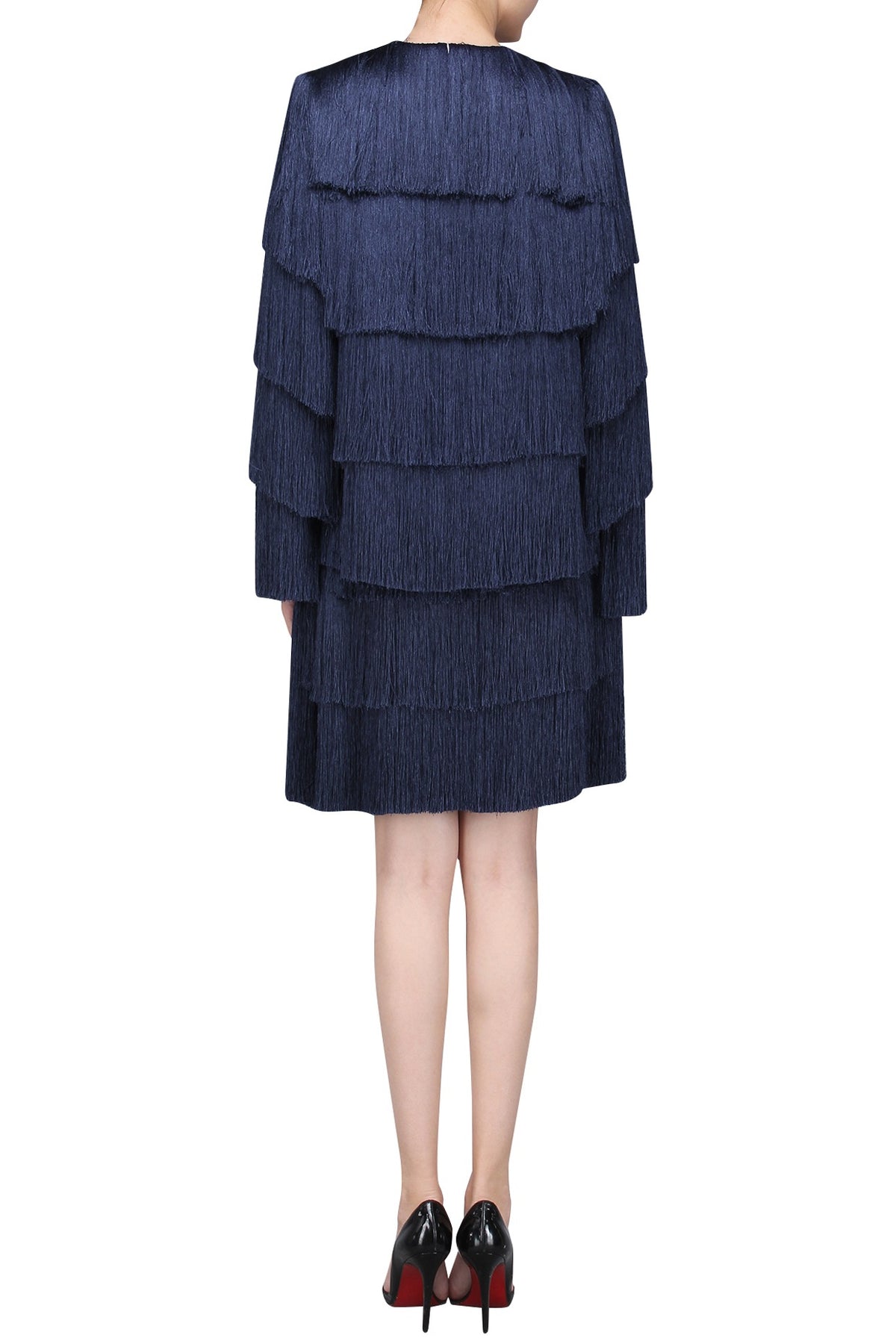 Navy Blue Layered Fringe Jacket