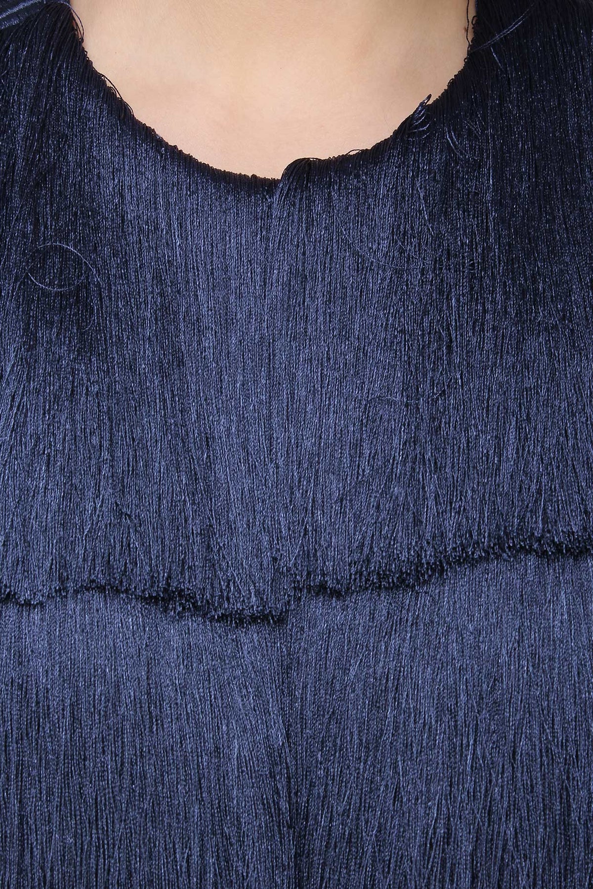Navy Blue Layered Fringe Jacket