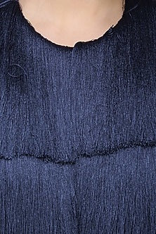 Navy Blue Layered Fringe Jacket