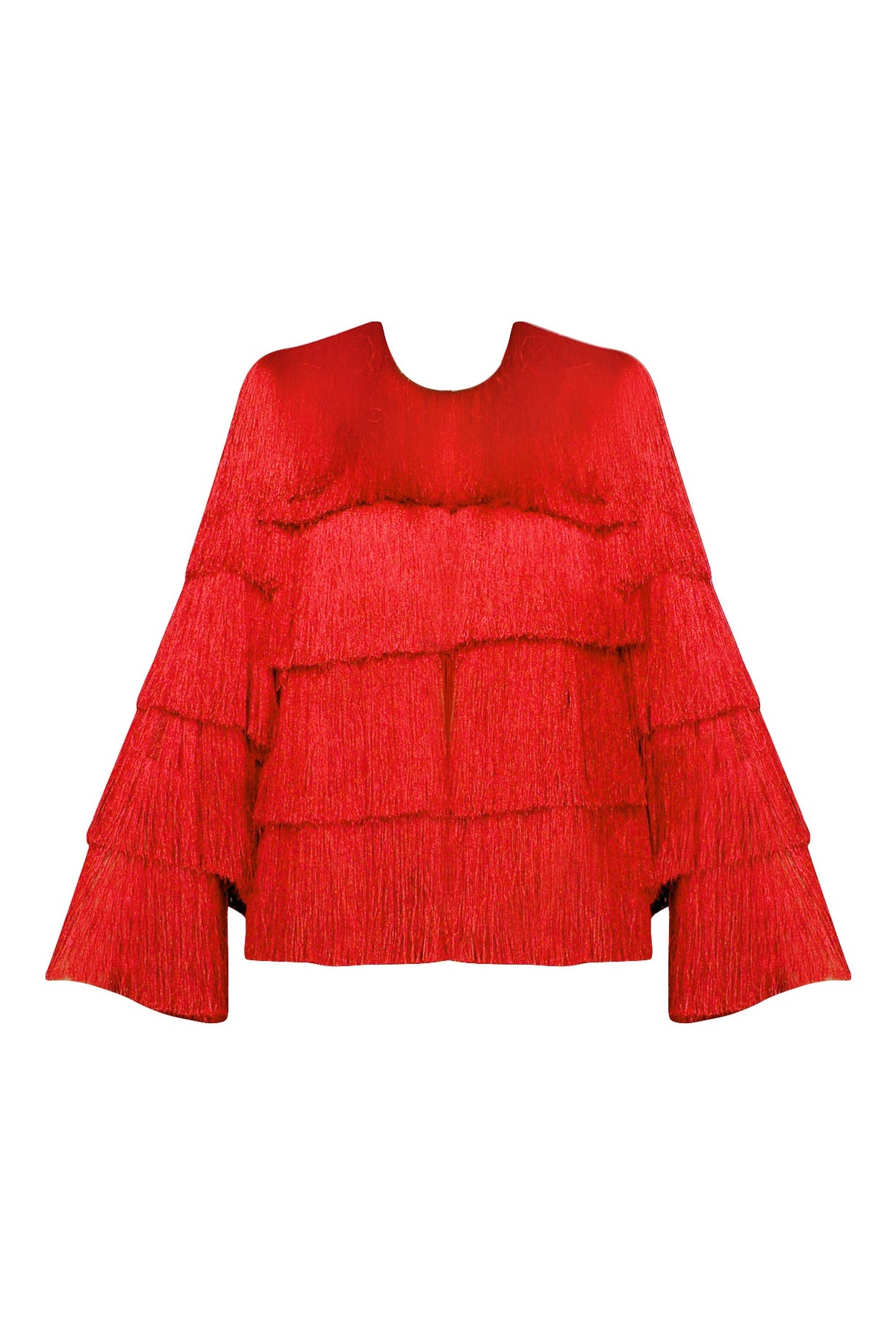 Red Layered Fringe Jacket