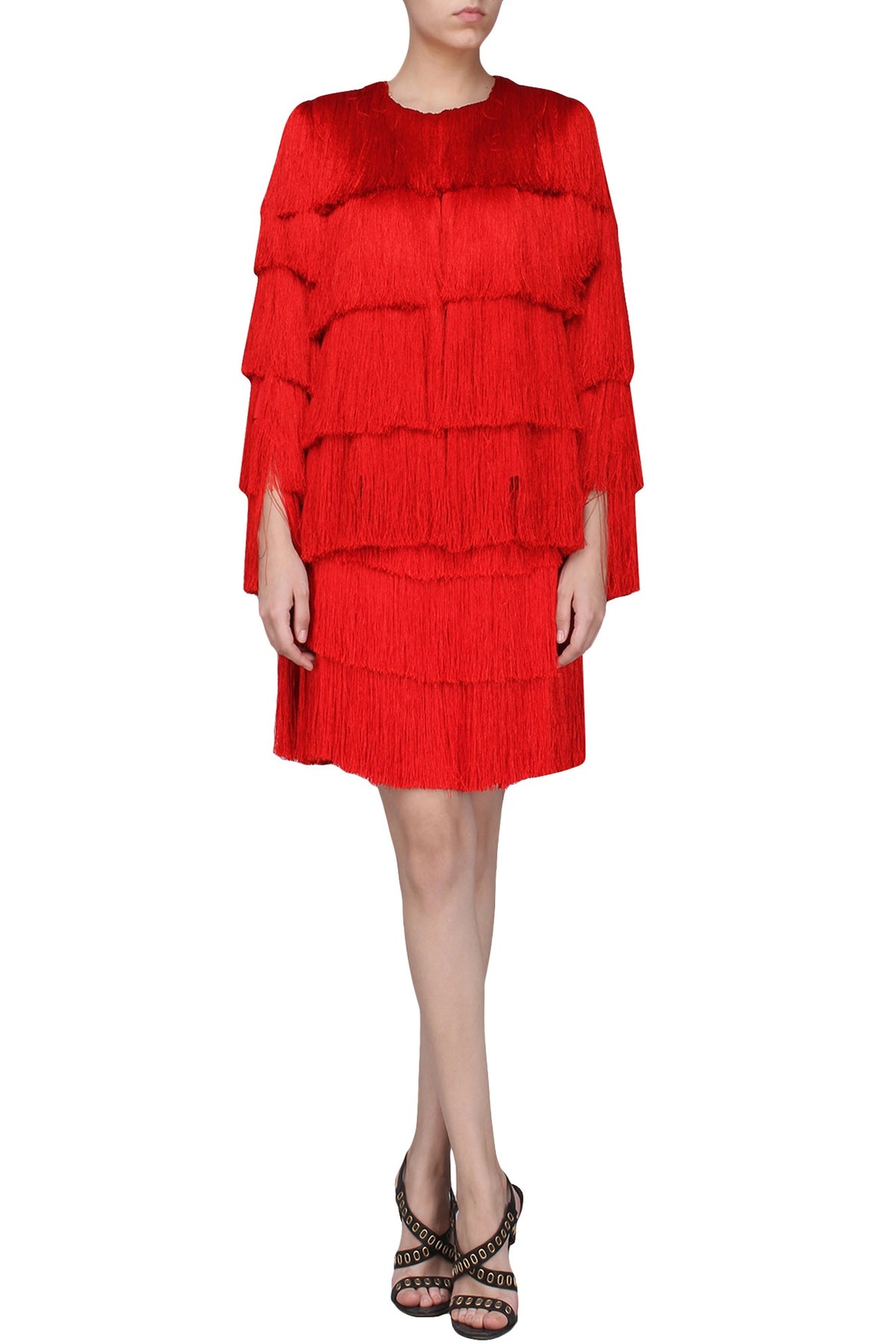Red Layered Fringe Jacket