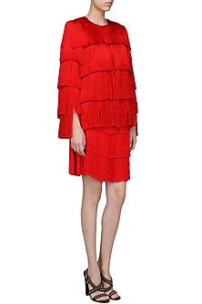 Red Layered Fringe Jacket