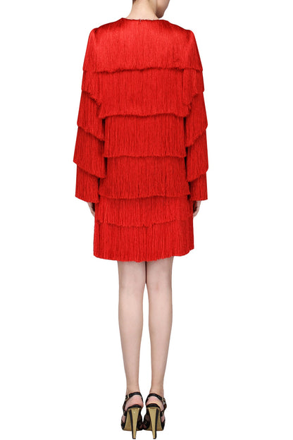 Red Layered Fringe Jacket
