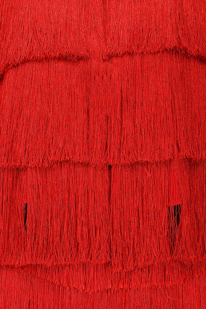 Red Layered Fringe Jacket