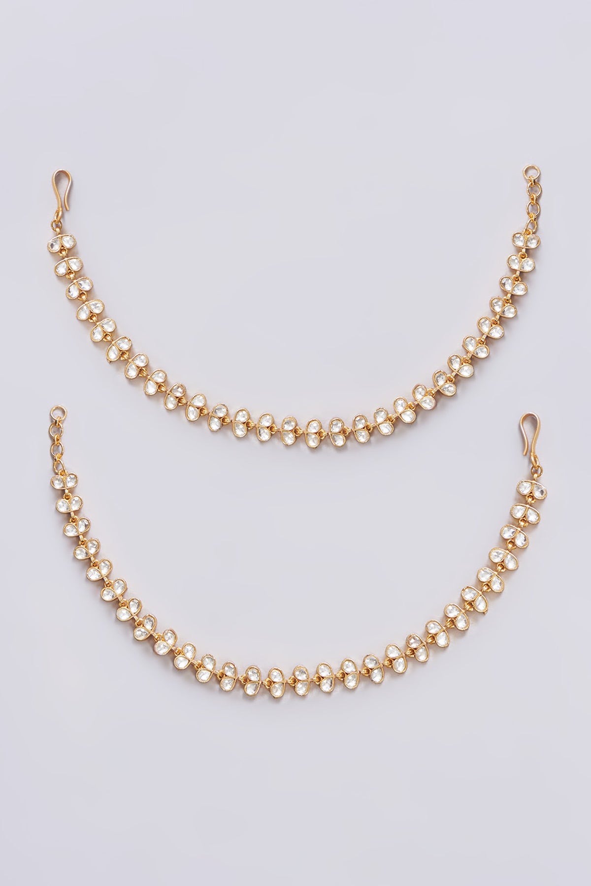 Gold Plated Jadau Kundan Polki Anklets (Set of 2)