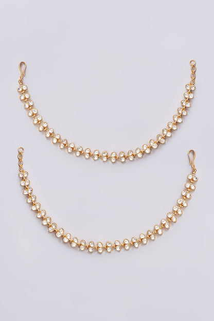 Gold Plated Jadau Kundan Polki Anklets (Set of 2)