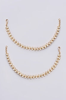 Gold Plated Jadau Kundan Polki Anklets (Set of 2)