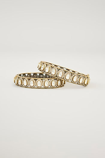 Gold Plated Jadau Kundan Polki Bangles (Set Of 2)