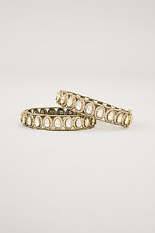 Gold Plated Jadau Kundan Polki Bangles (Set Of 2)