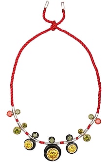 Gold Plated Black Onyx and Multi-Coloured Cubic Zirconia Stones Necklace