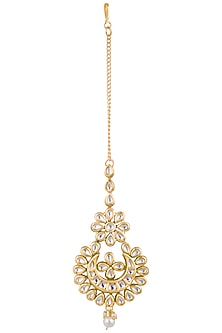 Gold plated kundan chandbali maang tikka