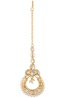Gold plated kundan maang tikka