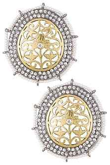 Gold and silver plated diamond earrings