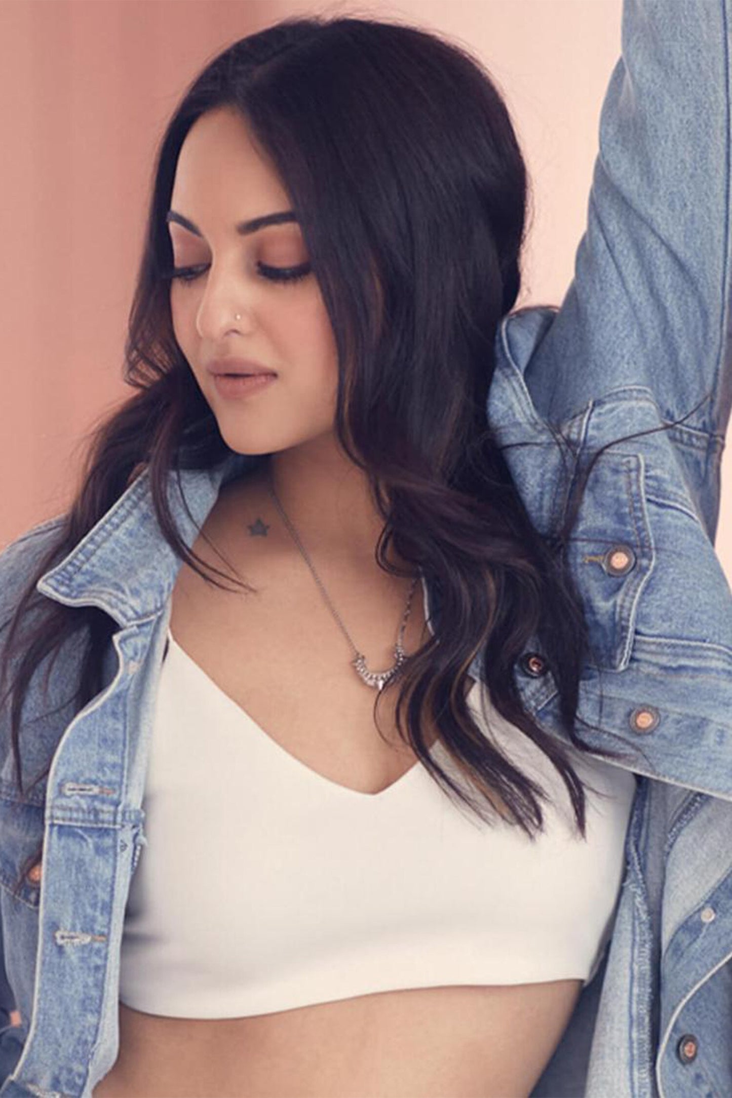 Crystal Crescent Pendant Necklace 