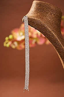 White Gold Finish Eurostar Zircon Bracelet In Sterling Silver