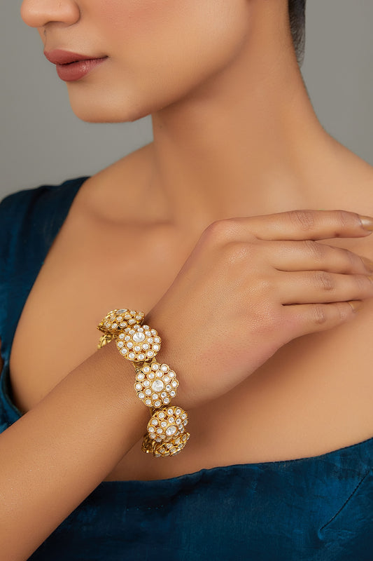 Gold Finish Kundan Polki Bangle