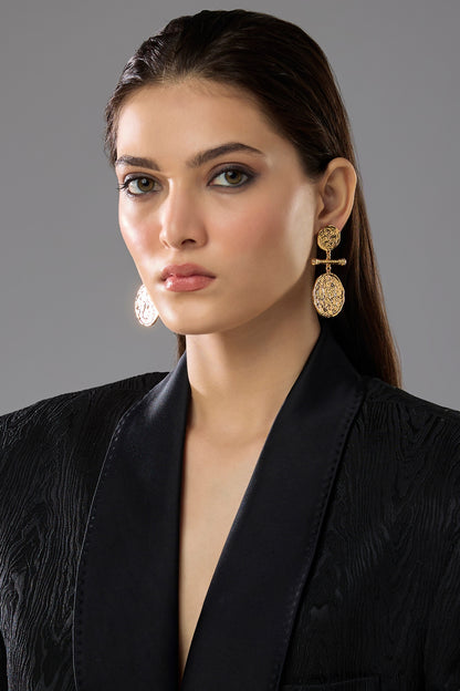 Gold Plated Bar-Link Dangler Earrings