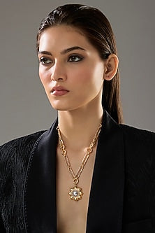 Gold Plated Pearl Pendant Necklace