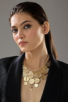 Gold Plated Medallion Choker Necklace