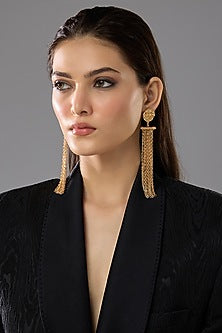 Gold Plated Tassel Drape Earrings