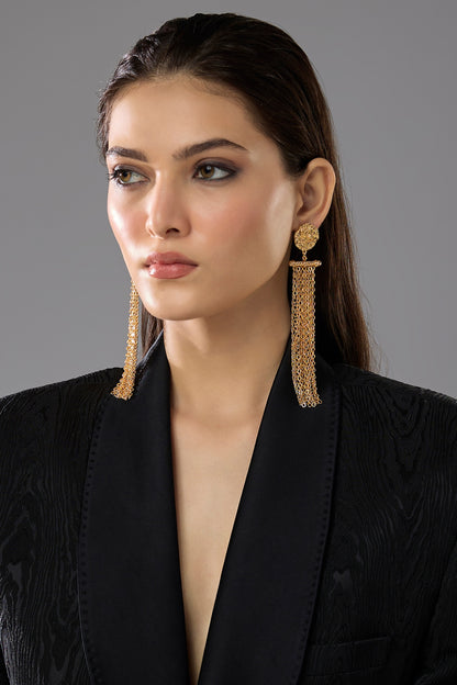 Gold Plated Tassel Drape Earrings