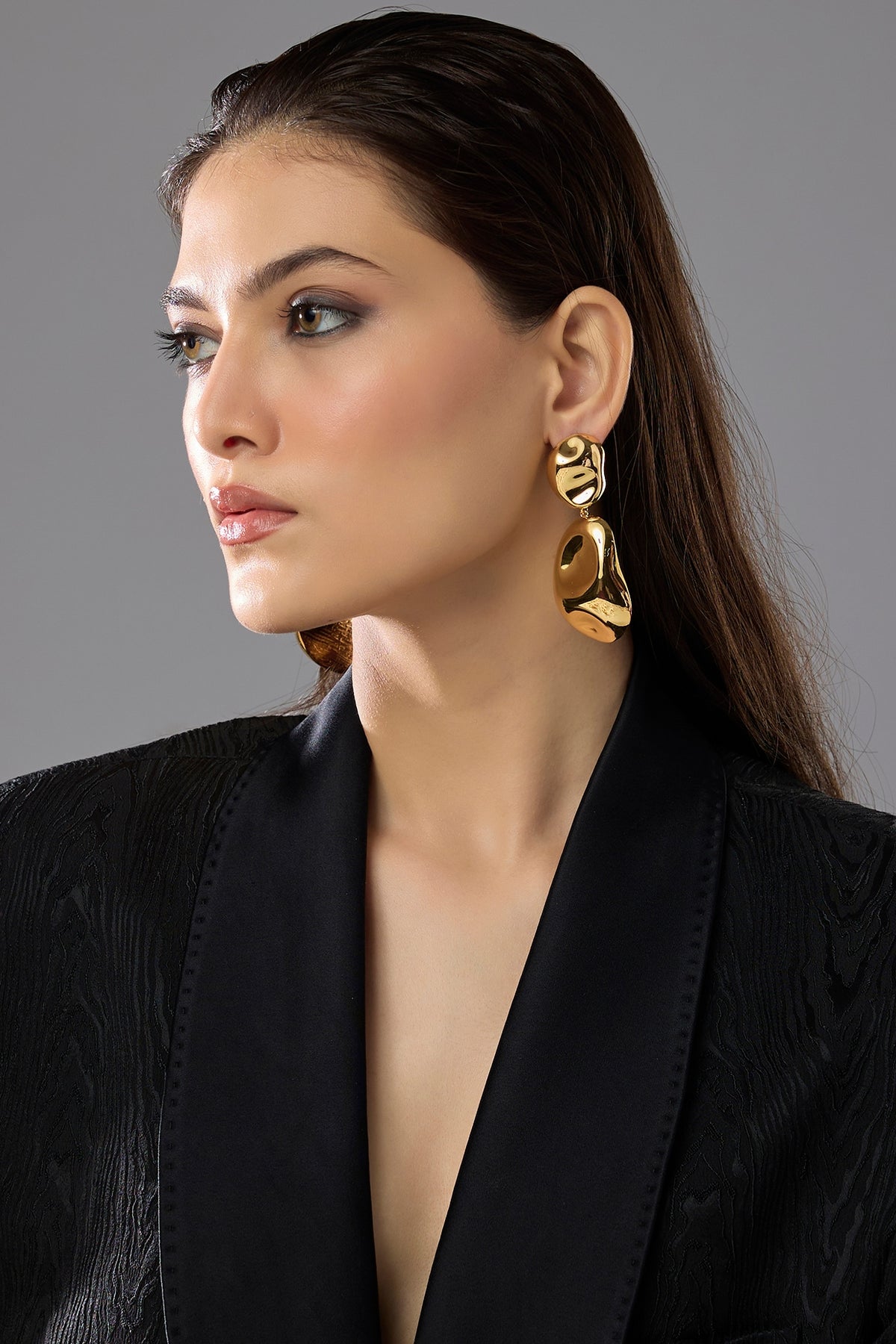 Gold Finish Statement Earrings