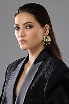 Gold Finish Orbit Hoop Earrings