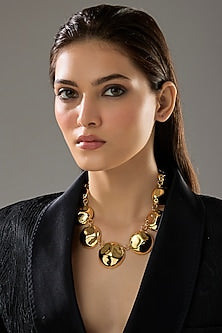 Gold Finish Disc Necklace
