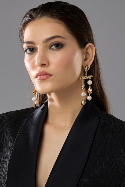 Gold Plated Freshwater Pearl Dangler Earrings