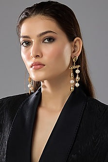Gold Plated Freshwater Pearl Dangler Earrings