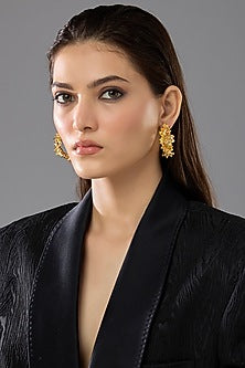 Gold Finish Blossom Hoop Earrings