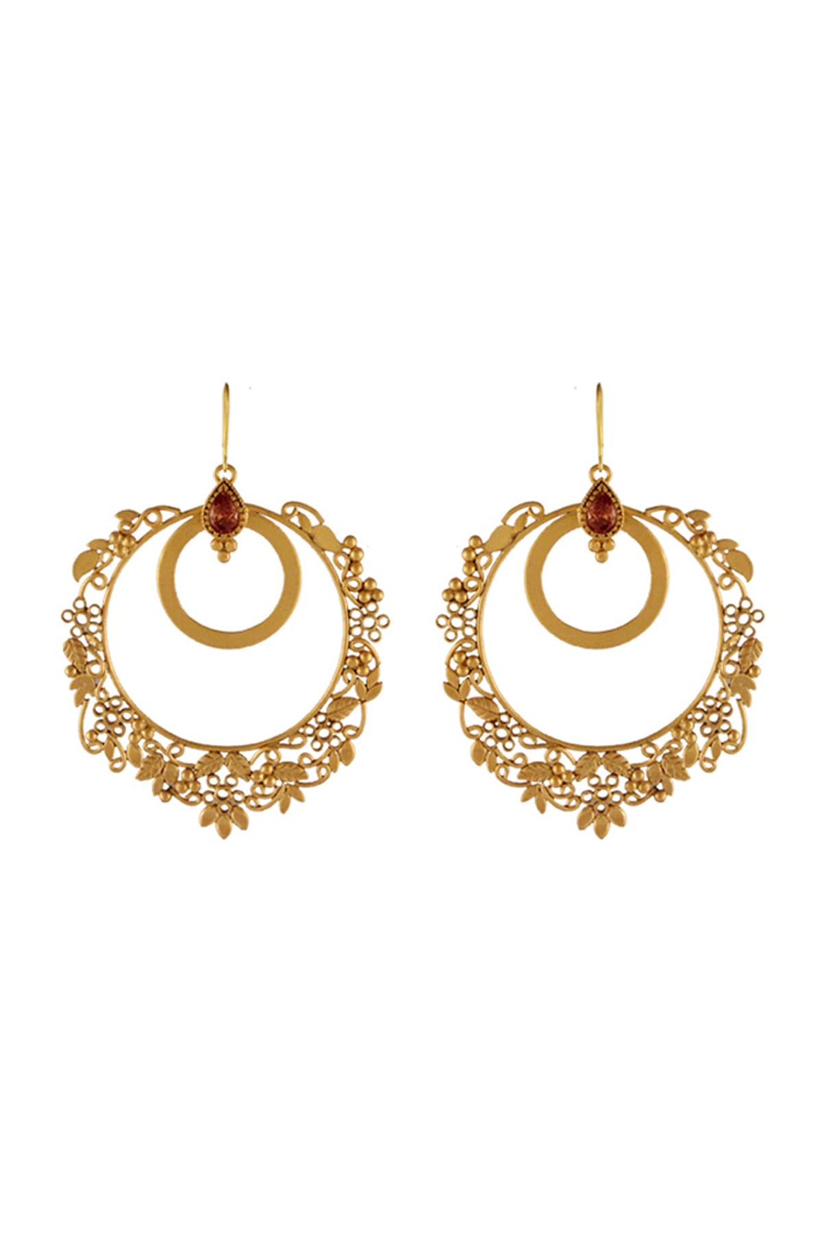 Gold Plated Crystal Chandbali Earrings