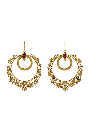 Gold Plated Crystal Chandbali Earrings