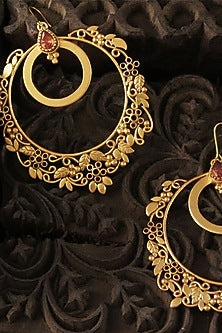 Gold Plated Crystal Chandbali Earrings