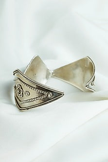 Silver Finish Turquoise Stone Cuff In Sterling Silver