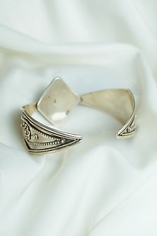 Oxidised Silver Finish Turquoise Gemstone Openable Cuff In Sterling Silver