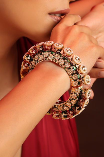 Kundan & Pearl Embellished Pacheli Kada 