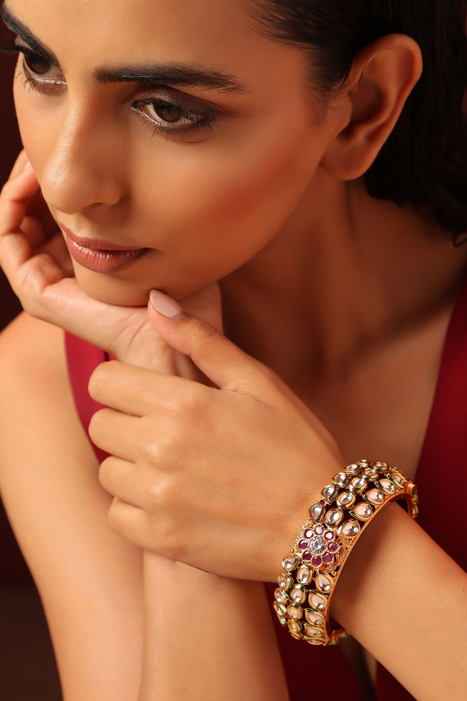 Kundan Embellished Floral Kada 