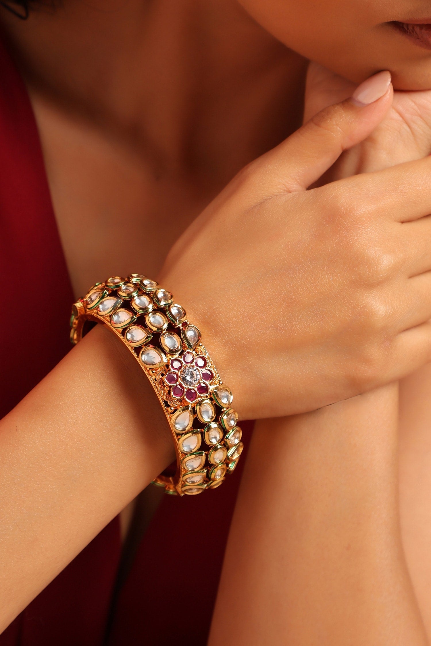Kundan Embellished Floral Kada 