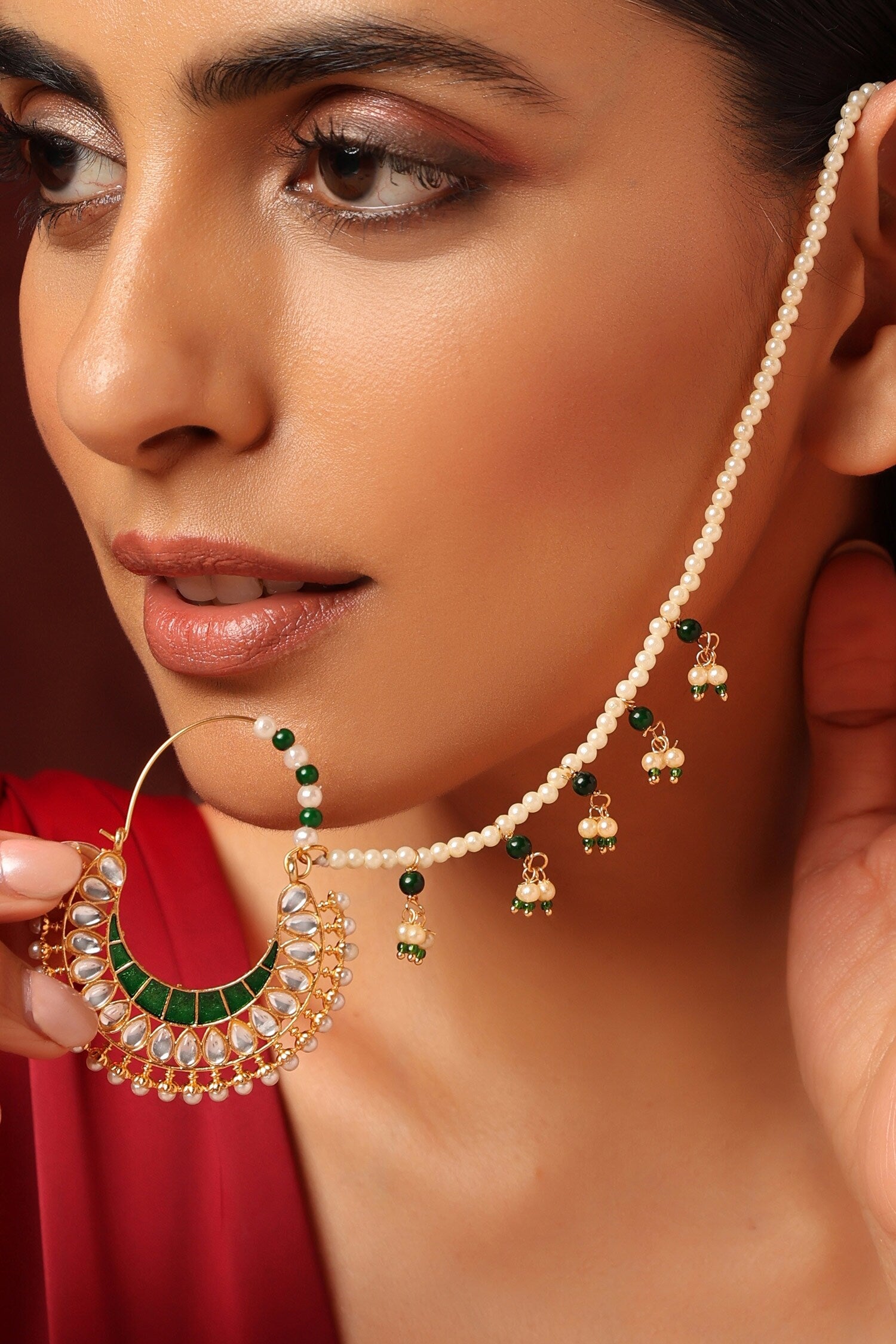 Kundan & Pearl Embellished Nath 