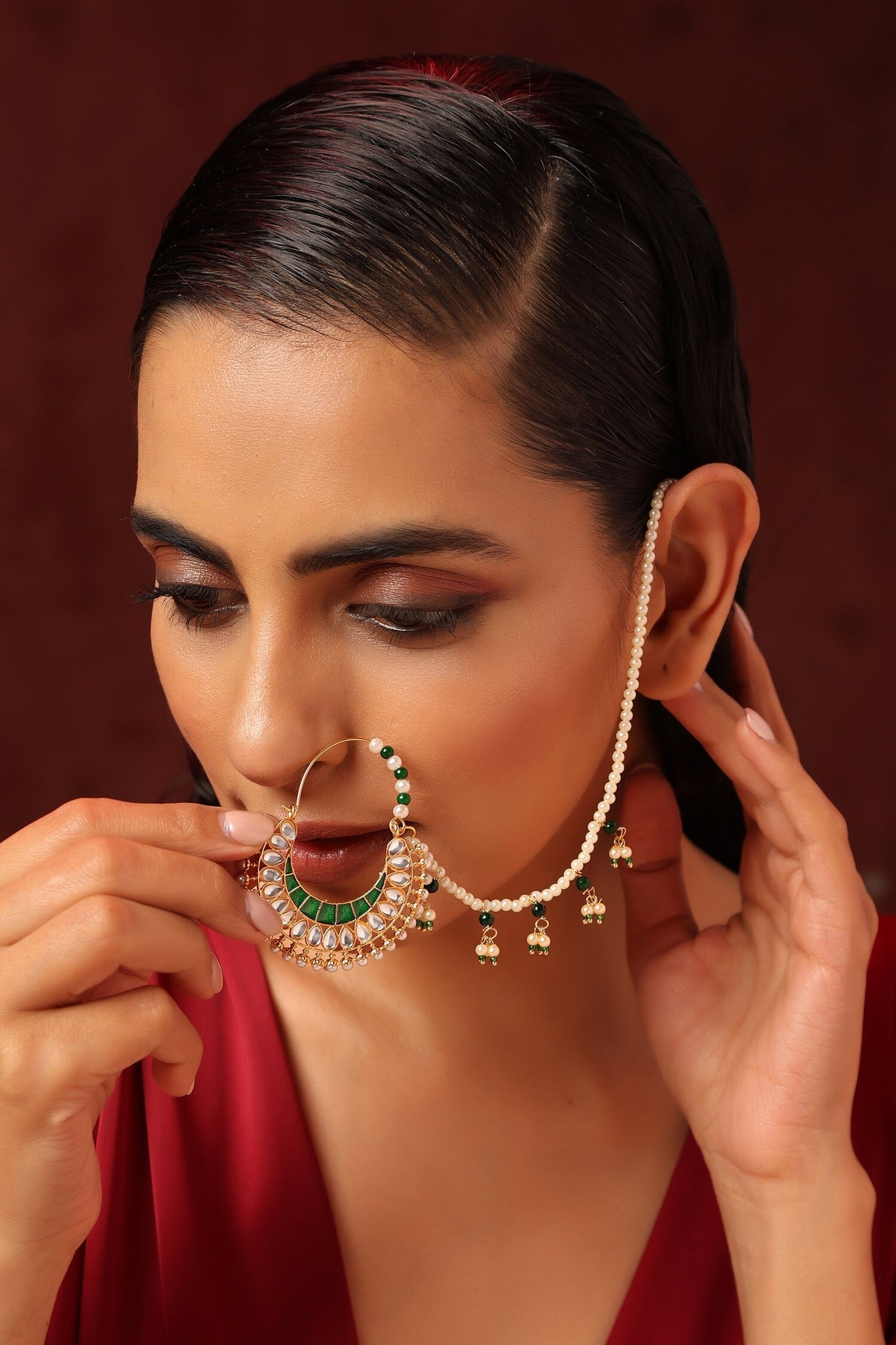 Kundan & Pearl Embellished Nath 