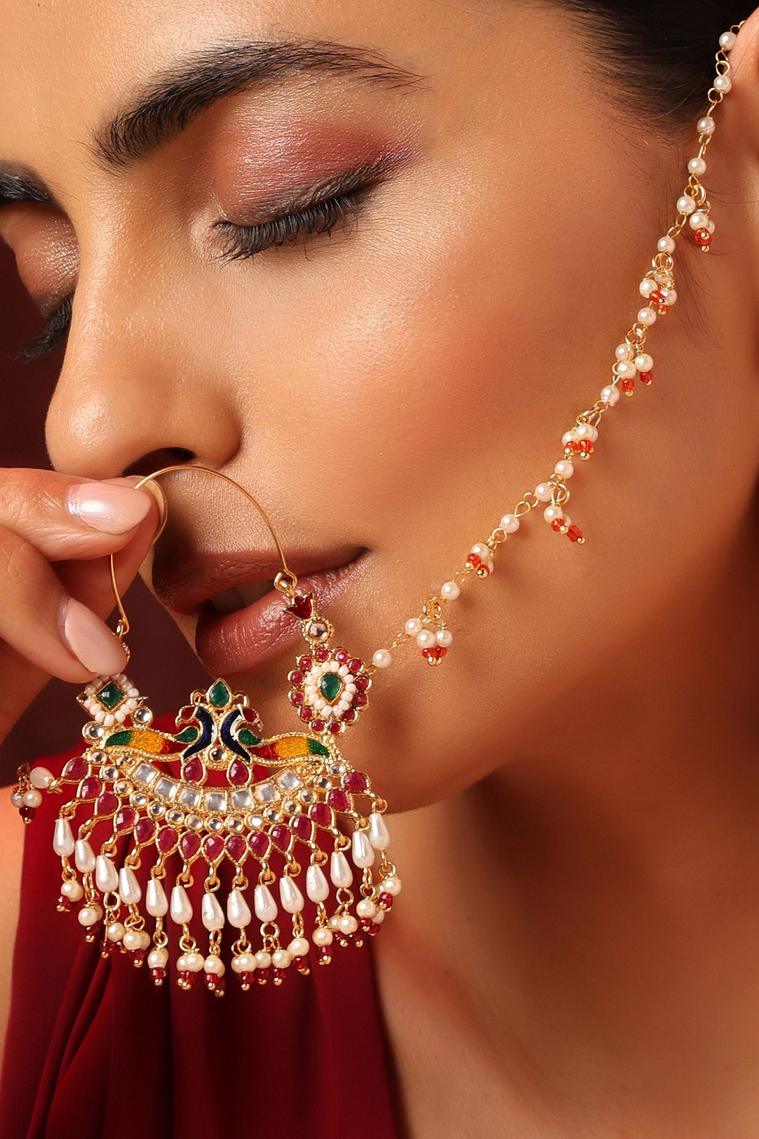 Handmade Peacock Motif Nose Ring 