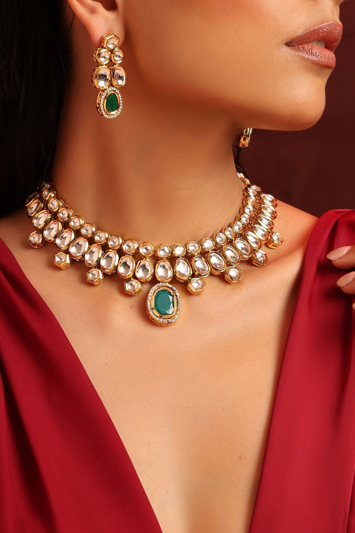 Kundan & Stone Embellished Necklace Set 